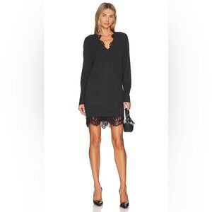 BROCHU WALKER AMIRI LACE TRIM SWEATER DRESS